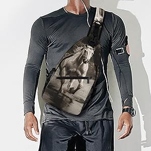 ZJCDPBR Sling Bag for Women Men,Horse Running by The Water